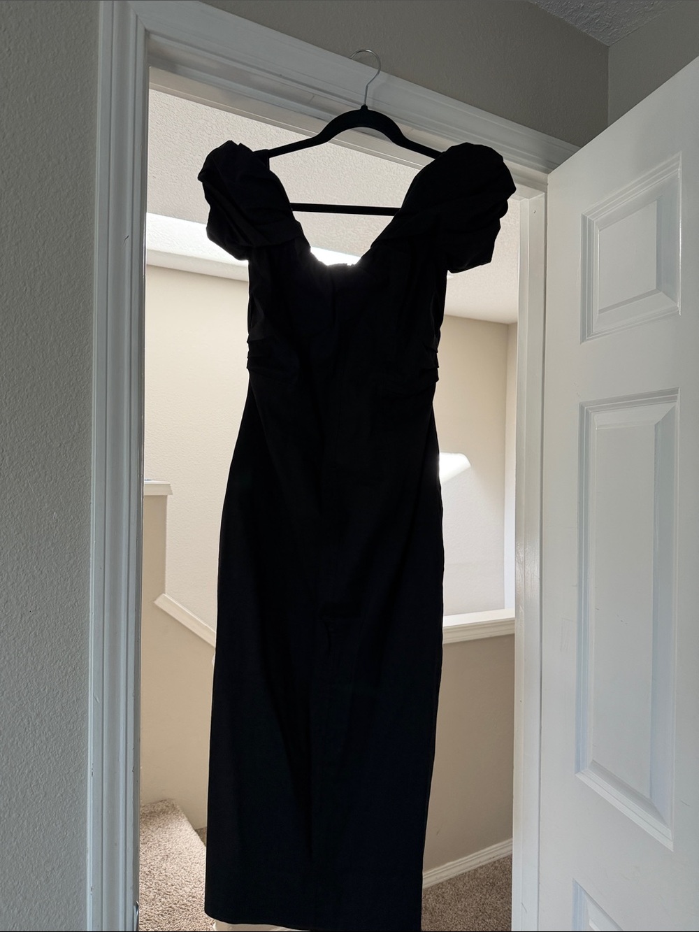 A.L.C. Black Puff-Sleeve Midi Dress